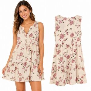 Maurices Floral Sleeveless Button Dress Small